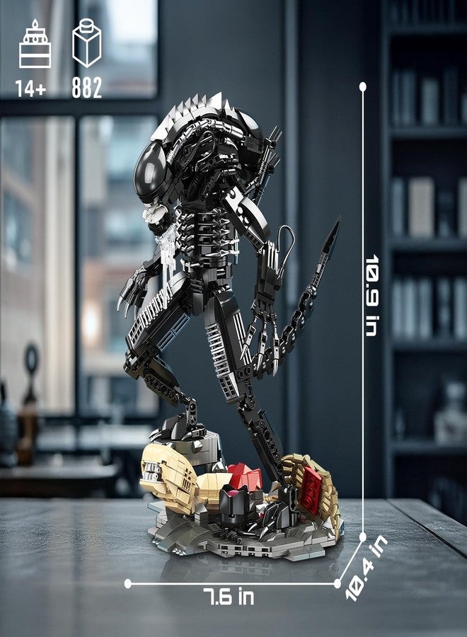 HIGH GODO Alien Mech Xenomorph Warrior Building Sets for Adult, Horror Action Figure Toy with Base,Gifts for Teens Aged 14+, Perfect for Birthdays Christmases Halloweens, 882 Pieces - Image 5